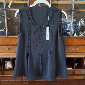 Elie Tahari Silk Chandel Sleeveless Beaded and Ruffled Blouse NWT!